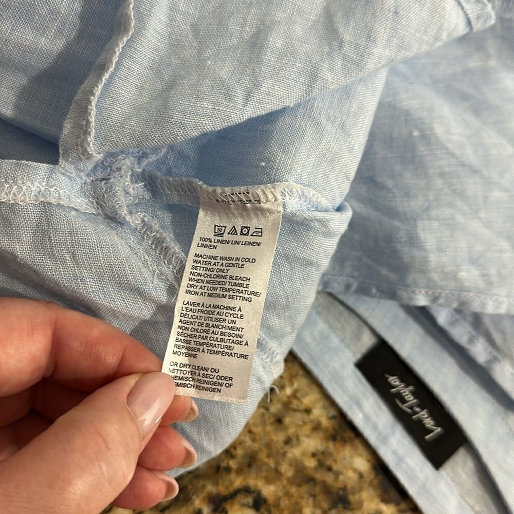 Lord & Taylor Linen Light Blue Relaxed Fit Short Sleeve Top Size XL - Picture 6 of 8